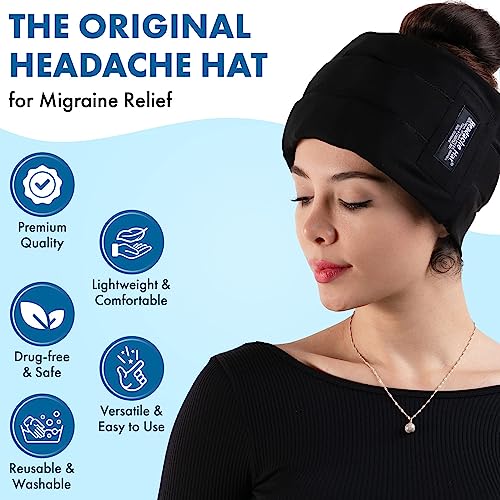 Headache Hat - Us Assembly - Long Lasting Ice - Headache Cap Migraine & Migraine Relief Cap - Migraine Cap For Natural Headache Relief - Migraine Mask For Tension & Sinus Relief - Standard Size #TOP1