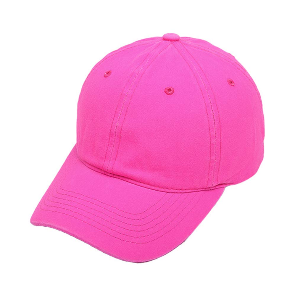 Niumanery Unisex Hot Pink Fluorescent Neon Baseball Cap Bright Solid Color Outdoor Sunscreen Hat