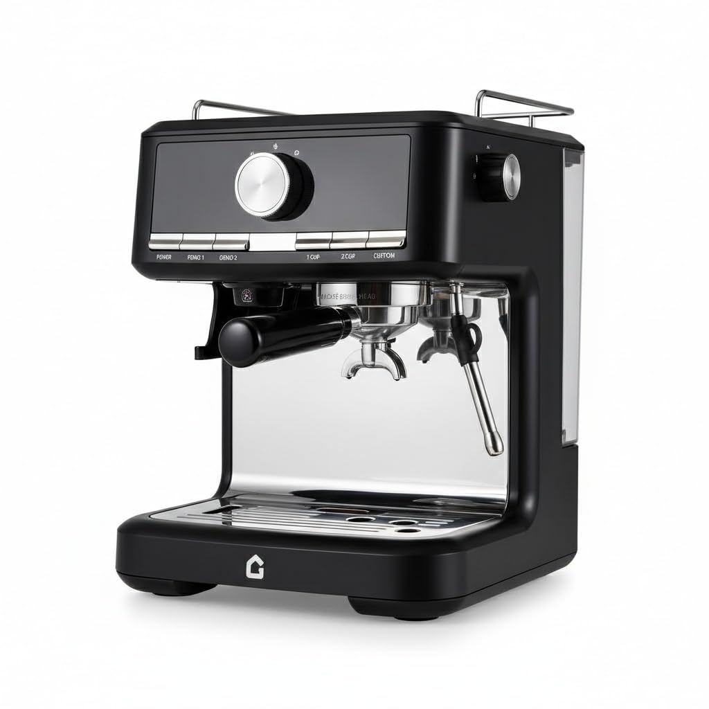 Półautomatyczna maszyna do espresso z wbudowanym młynkiem, dyszą parową do pianki mlecznej, programowanie 1/2 filiżanek i niestandardowy tryb, ekspres do kawy espresso, do kawy kremowej, cappuccino