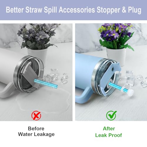 Image of Replacement Straw Compatible with Stanley 40 oz 30 oz Quencher, Tumbler Accessories of 6 Color Straw Replacement with Cleaning Brush, 4 Leak Sproof Plug, 2 Silicone Cover Cap for Stanley