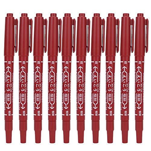 10 PCS Temporary Tattoo Marking Pen - Double Head Tattoo Marker for Performance, Body Art, Design Pen for Tattoo Piercing Positioning Tattoo Markers for Skin(Red)