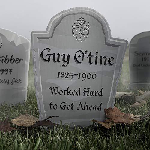 Tombstone Walkway Yard Signs Halloween Decorations - 6 Funny Gravestones with Stakes - Outdoor Holiday Decor, Haunted House Set Up, Graveyard Theme Set, Theater Play Props for Lawn, Garden & Backyard - Thumbnail 4