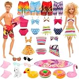 Miunana Lot 11 Pcs Handmade Clothes and Accessories Set for Ken and 11.5 Inch Dolls| 3 Random Swim Trunks for Ken + 5 Swimsuits for 11.5 Inch Doll + 1 Surf Skateboard + 2 Lifebuoys| Summer Beach Style