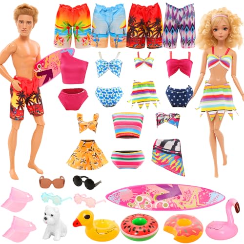 Miunana Handmade Doll Clothes and Accessories - 12 Pcs Set for 11.5 Inch Dolls - Swim Clothes, Trunks, Suits, Skateboard, Lifebuoys