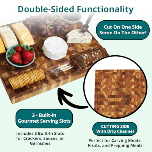 Tabla para Cortar de Madera de Teca End Grain 24x18 miniatura 2