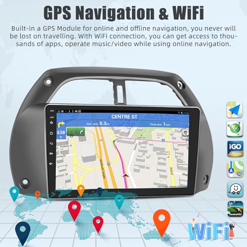 Radio para coche Android de 8 núcleos para RAV4 2001-2006 con cámara de visión trasera 4