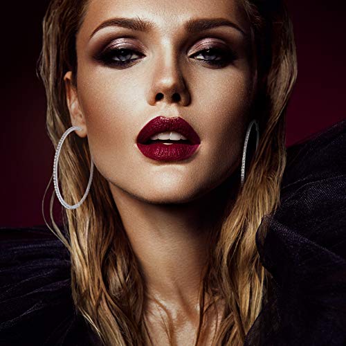 Large Rhinestone Hoop Earrings Shining Crystal Rhinestone Dangle Big Hoop Earrings for Women Wedding Party Favor, 80 mm4