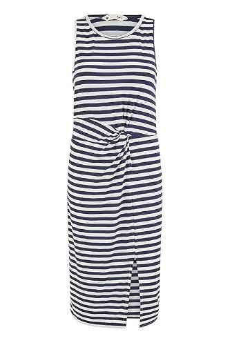 Yumi Women's Navy Striped Jersey Ruched Midi Dress | Size: 10
