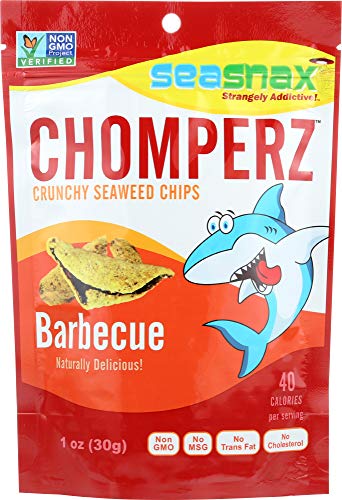 SeaSnax, Chomperz, Crunchy Seaweed Chips, Barbecue, 1 oz(Pack of 3)