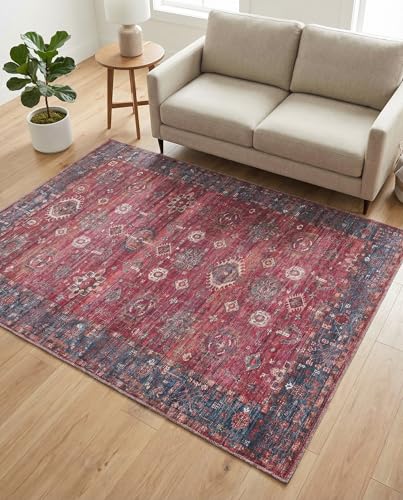 Tapete Maahru 5'3''x8' Rojo Vintage Lavable miniatura 4