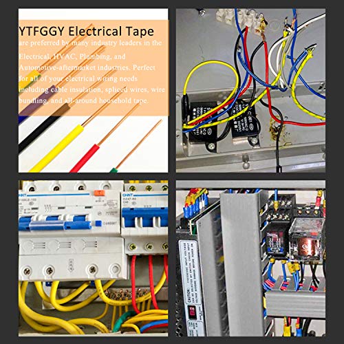 Yellow Electrical Tape, YTFGGY 10 Pack Vinyl Electric Tape 3/5 Inch by 66 Feet, 600V with 14℉ to 158℉, Waterproof, Flame Retardant, Rubber Based Adhesive - General Purpose Insulating Tape (Yellow)