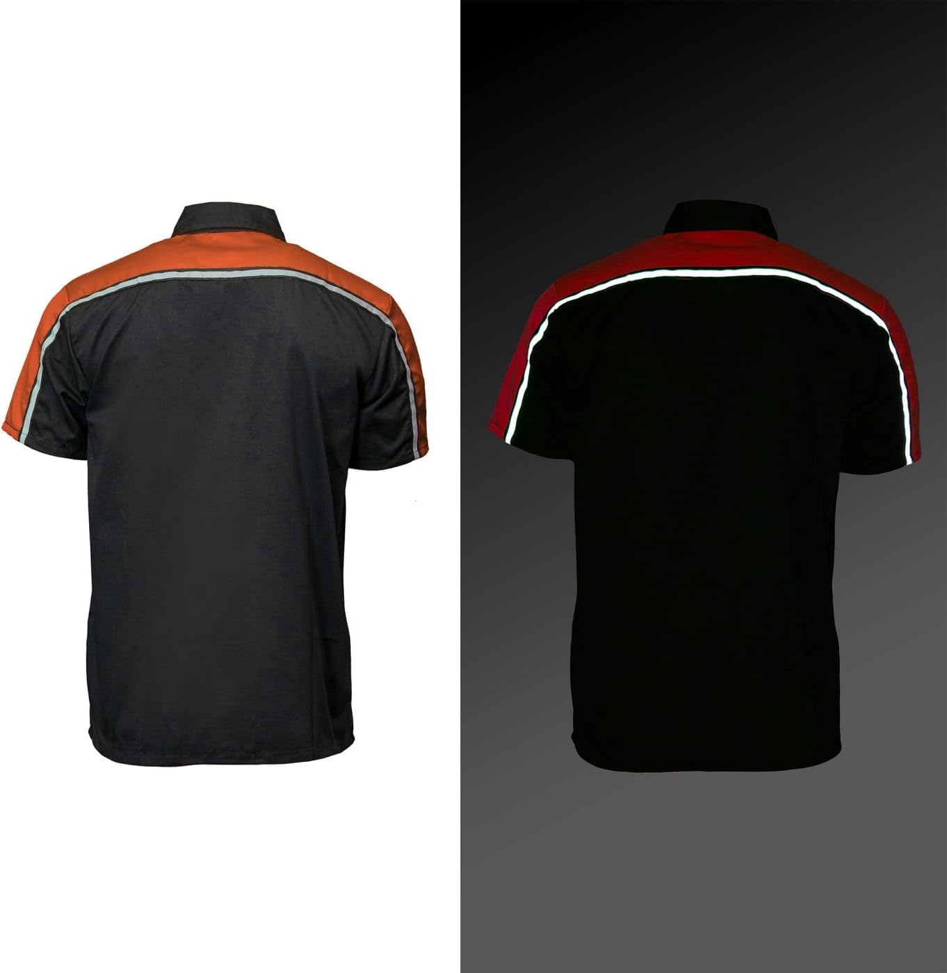 MILWAUKEE MOTORCYCLE CLOTHING CO. Men’s Blk/Orange Mechanic Work Shirt – w/Reflective Strip, Rider‑Built MDM11603