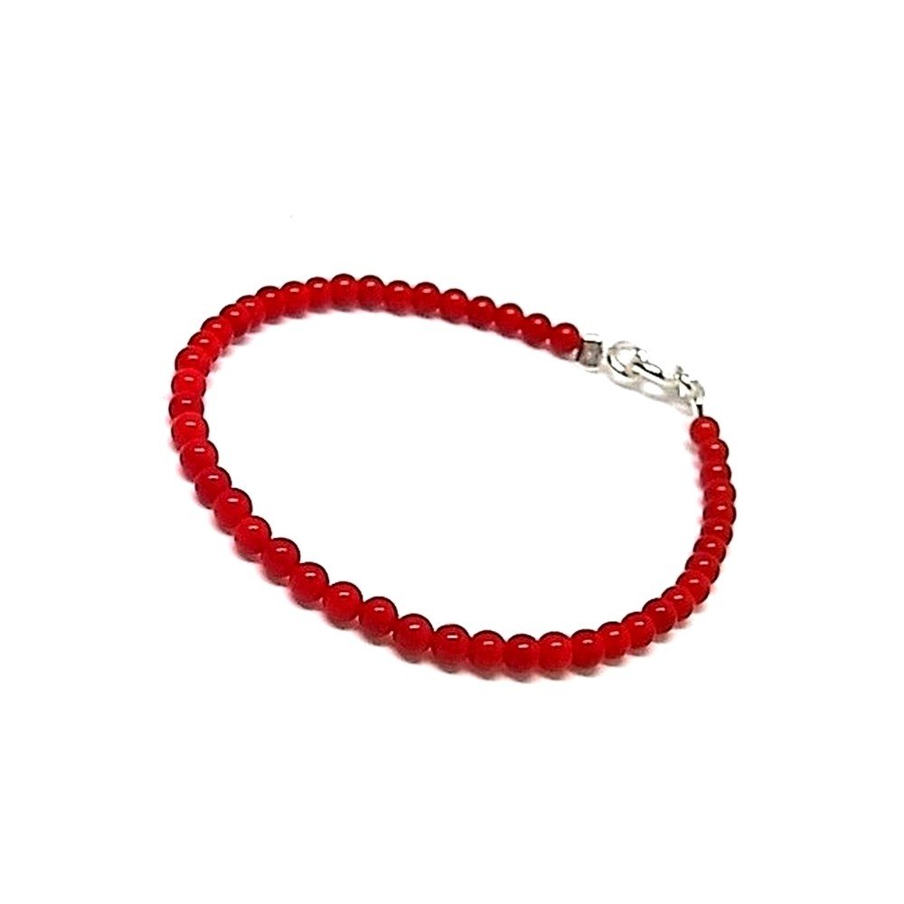 925m legge braccialetto d'argento corallo pietre sintetiche 3mm. [AB0659]