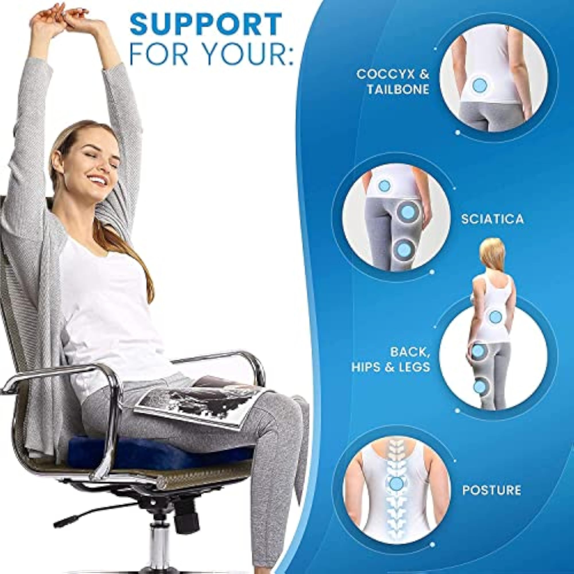 Seat Cushion & Lumbar Support Pillow for Office, Car