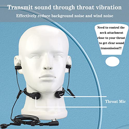 Retevis Two Way Radio Earpiece Throat Mic Headset Binaural Earphones Compatible for Walkie Talkie RT5R RB85 RT24 Baofeng UV5R eSynic etc Retractable Throat Earpiece for Cycling (1 Pcs) - Image 2