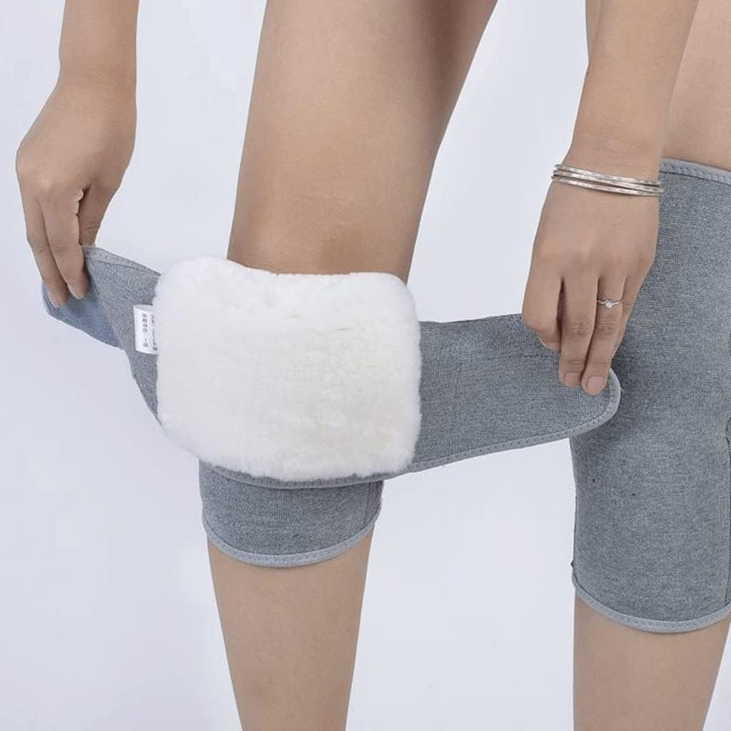 Winter Sheepskin Wool Thermal Knee Joints Warmers Flexible Pads Protector Thick Solid Color Warmth