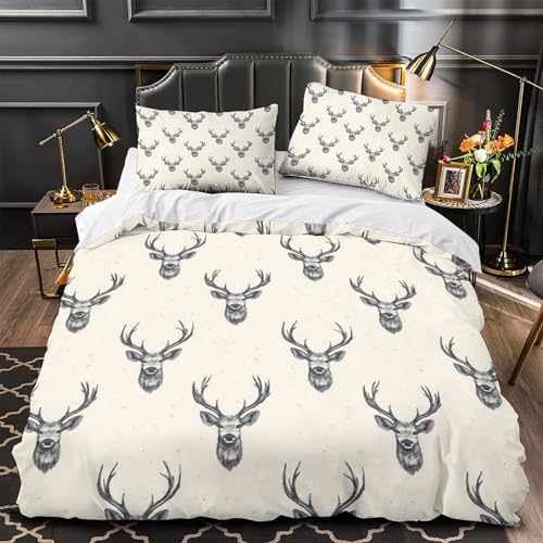 Housse de couette cerf 3D imprimée en microfibre douce 260x220