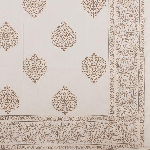 Image of Texstylers Table Cloth | Table Cloth for 6 Seater Dining Table| Dining Table Cover 6 Seater | Table Cover 6 Seater | Dining Table Cover | Rectangle, Cotton,150 cm X 225 cm (Gold & Cream)