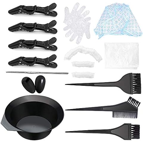 Hair Dye Brush Kit, Hair Dye Colouring Tools, Hair Colouring Tools Set, DIY Salon including Hair Tinting Bowl and brush kit, Ear Cover, Highlighting Cap, Hair Clip Kits Cover