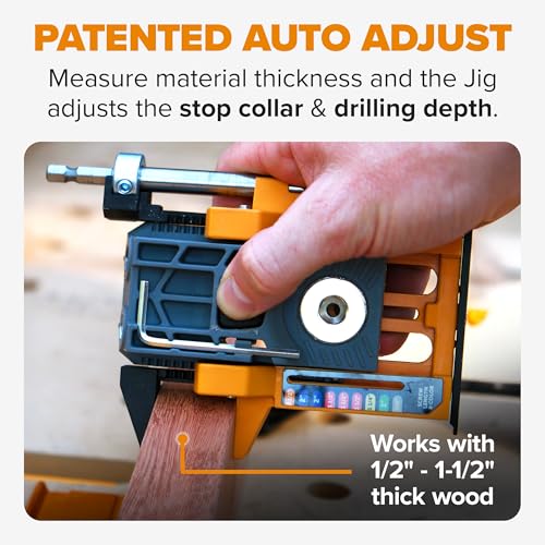 Image of BORA Automatic Mini Pocket Hole Jig Kit with 3 inch Face Clamp & 50pc Screw Set Auto-Adjusting Portable Pocket Hole System for Woodworking Best Drill Jig for Angled Holes Pocket Screw Jig Tool Set