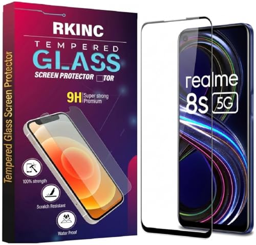 Image of RKINC Tempered Glass for Realme 8S, Realme 6, Realme 6I and Oppo A52 (6.5 Inch) Military Grade Gorilla Screen Guard Protector | With Installation Kit | Edge to Edge Coverage | Black