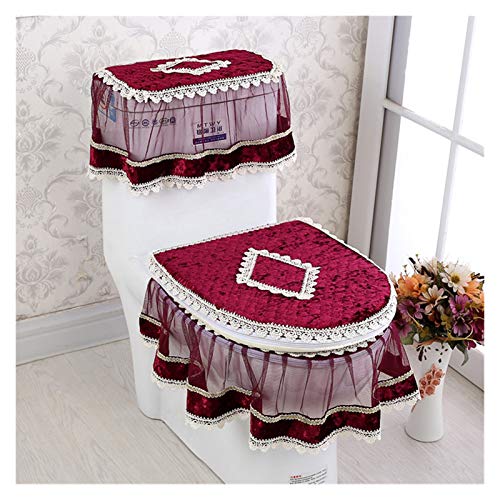 WAYYQX Toile Sitzbezug Pads 3 Stück/Set U-förmige Toilettensitzbezug Set Gold Samt Spitze WC Sitz Abdeckung WC U-Form… – Bild 8