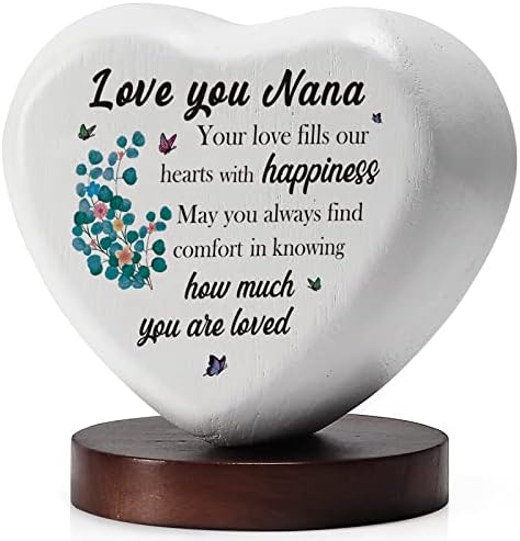 Hweijm Gifts for Nana, Grandma Gifts, Grandma Birthday Gifts, Gifts for Grandma from Granddaughter Grandson, Retirement Gifts for Grandma Nana, Wooden Heart Desk Sign