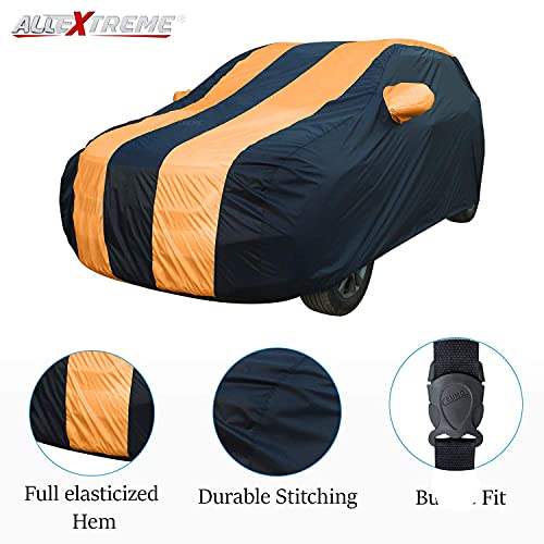 Image of Allextreme MXY5003 Car Body Cover Compatible with Mahindra XUV500 Custom Fit Dustproof UV Heat Resistant Indoor Outdoor Body Protection (Navy Blue & Orange with Mirror)
