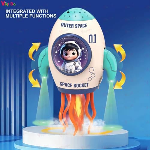 Image of VikriDA Rocket Toy with Fog Spray & LED Lights | Crawling Musical Dancing Rocket for Kids Boys & Girls