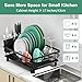 MOUKABAL Dish Drying Rack, Dish Rack, Stainless Steel Dish Racks for Kitchen Counter, Dish Drainer with Removable Utensil Holder, Drainboard (Black,13''W x 17''L)