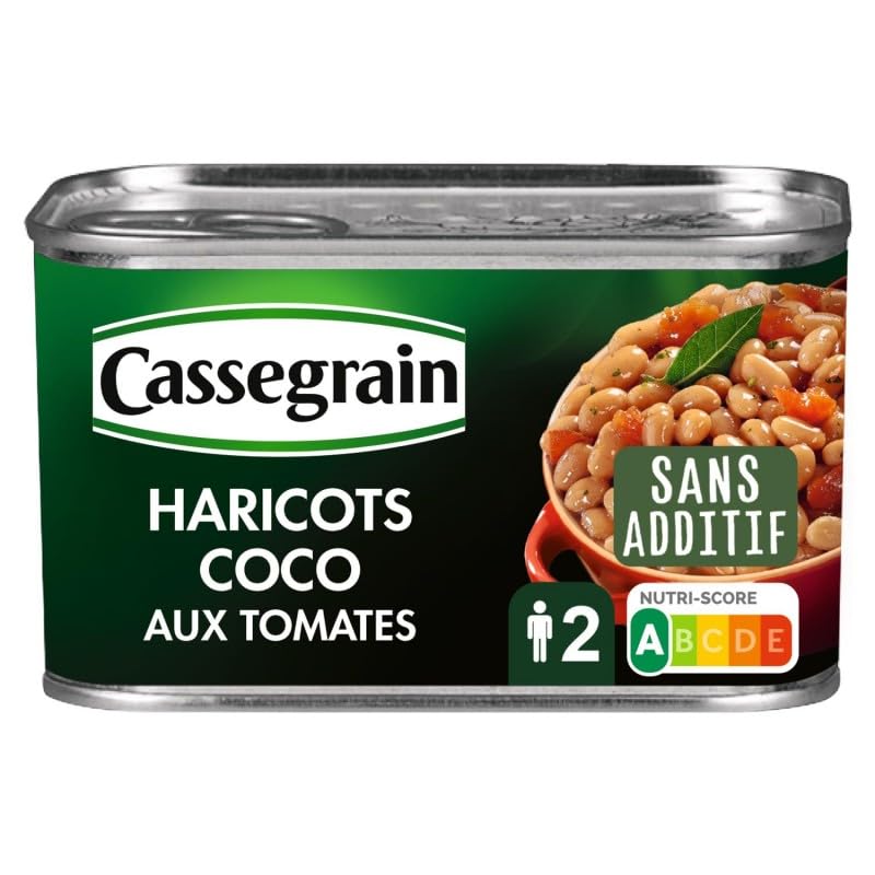Savourez les haricots coco cuisinés aux tomates CASSEGRAIN, recette prête à l’emploi 435g- Lot De 4