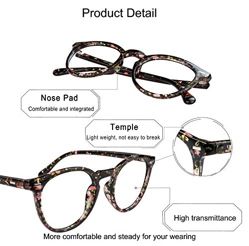 Image of YEIN 2 Pairs Of Bifocal Reading Glasses, Photochromic Gray Sunglasses, for Women /Men(Navy+Floral,0.00 /+1.75 Magnification)