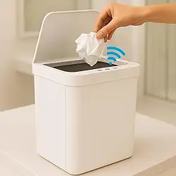 Lixeira Automática 13L com Sensor de Movimento Infravermelho Sem Toque Tampa Automática IPX5 Branco para Cozinha Banheiro Escritório Fechamento Automático