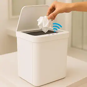 Lixeira Automática 13L com Sensor de Movimento Infravermelho Sem Toque Tampa Automática IPX5 Branco para Cozinha Banheiro Escritório Fechamento Automático