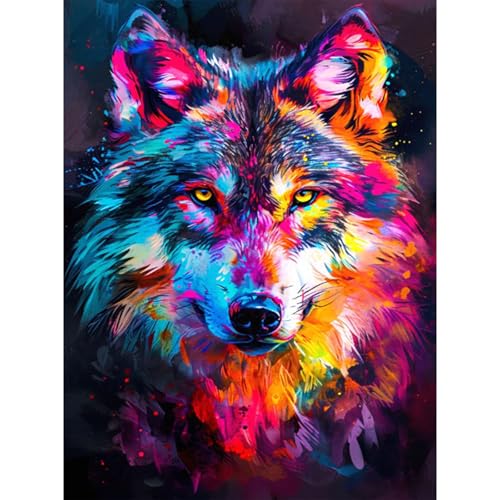 RICUVED Diamond Painting,5D Bunter Wölfe Diamant Painting Bilder Erwachsene Tiere Diamond Painting Kinder, Full Drill Diamond Art Diamant Malerei Bilder für Home Dekor 30x40cm RICUVED Diamond Painting,5D Bunter Wölfe Diamant Painting Bilder Erwachsene Tiere Diamond Painting Kinder, Full Drill Diamond Art Diamant Malerei Bilder für Home Dekor 30x40cm