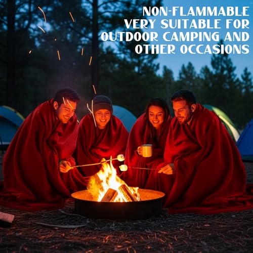 Tudomro 6 Pcs 64 x 90 Fire Retardant Blankets First Aid Red Warm Fire Retardant Blanket for Outdoors Camping Stadium Picnics Travel - Image 6