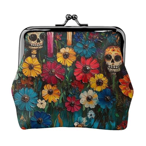 Pu Leather Buckle Coin Purse Mexico-Candles-Skull Girls Kiss-Lock Change Purse Wallets