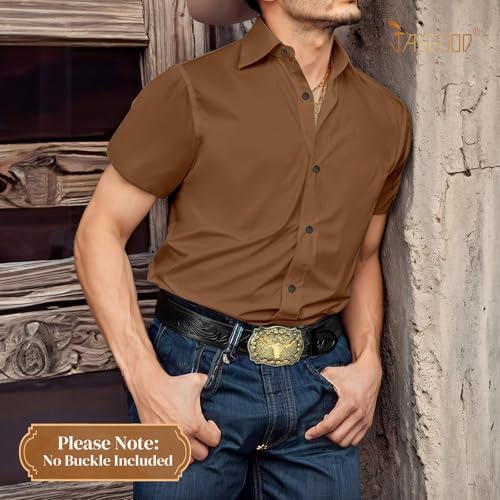 JASGOOD Men's Western Leather Belt Strap without Buckle Cowboy Belt for Jeans Pants Embossed Western Belt 1.5'' Wide4