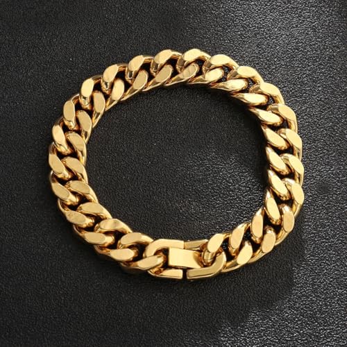 Solid 18K gold men's and women's bracelet, Miami Cuban chain bracelet, fashionable decoration, Valentine's Day/Birthday/Christmas gift box 5