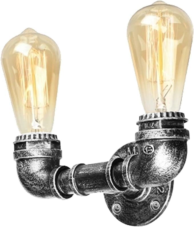 DC VOLTAGE Vintage Industrial Steampunk Wall Sconce E27 Brushed Silver Creative Wall Mounted Light Fixture for Living Room, Bar, Restaurants, Coffee Shop, Hallway