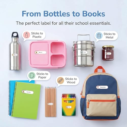Image of 96 Waterproof Name Stickers for Kids School | Write On Labels for Bottle, Lunchbox, Books | Customizable Kitchen Jar Labels | Strong Adhesive, Smudge Proof | Chic Buddy