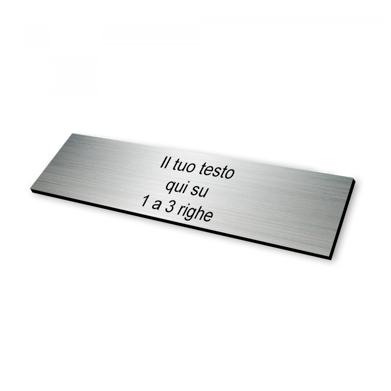 Targhetta incisa personalizzabile autoadesiva per codice CIN - alluminio spazzolato - formato 10 x 2,5 cm