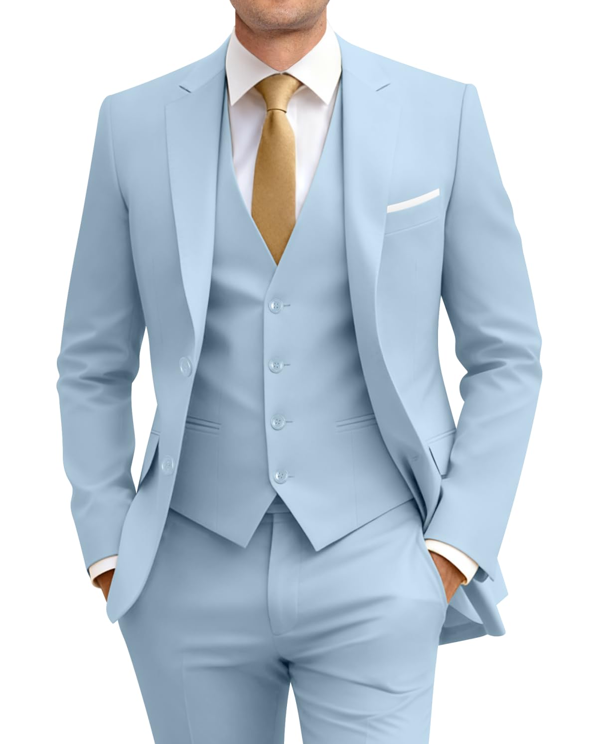 Men's Slim Fit 3 Piece Suit Set with Tie
