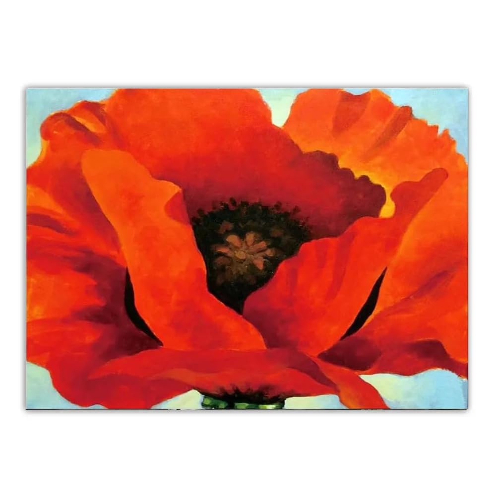 LHHJF LJHFA Georgia O'Keeffe Red Poppy Poster Flowers Painting Modern Canvas Wall Art Georgia O‘Keeffe Prints Home Decor Picture 60x80cm No Frame