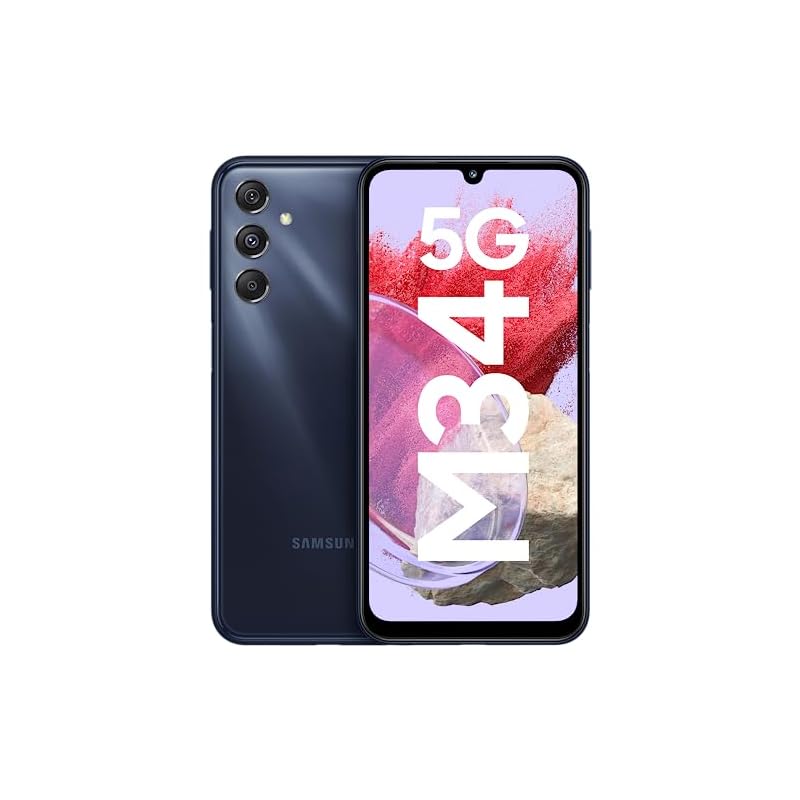 Samsung Galaxy M34 5G (Midnight Blue,6GB,128GB)|120Hz sAMOLED Display|50MP Triple No Shake Cam|6000 mAh Battery|4 Gen OS Upgrade & 5 Year Security Update|12GB RAM with RAM+|Android 13|Without Charger