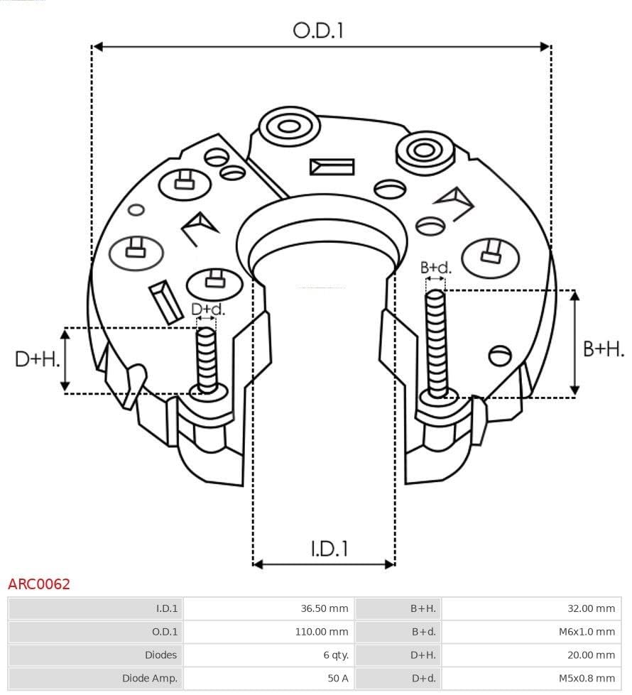 Rectificador alternador 50A AS-PL para componentes eléctricos de coche 3