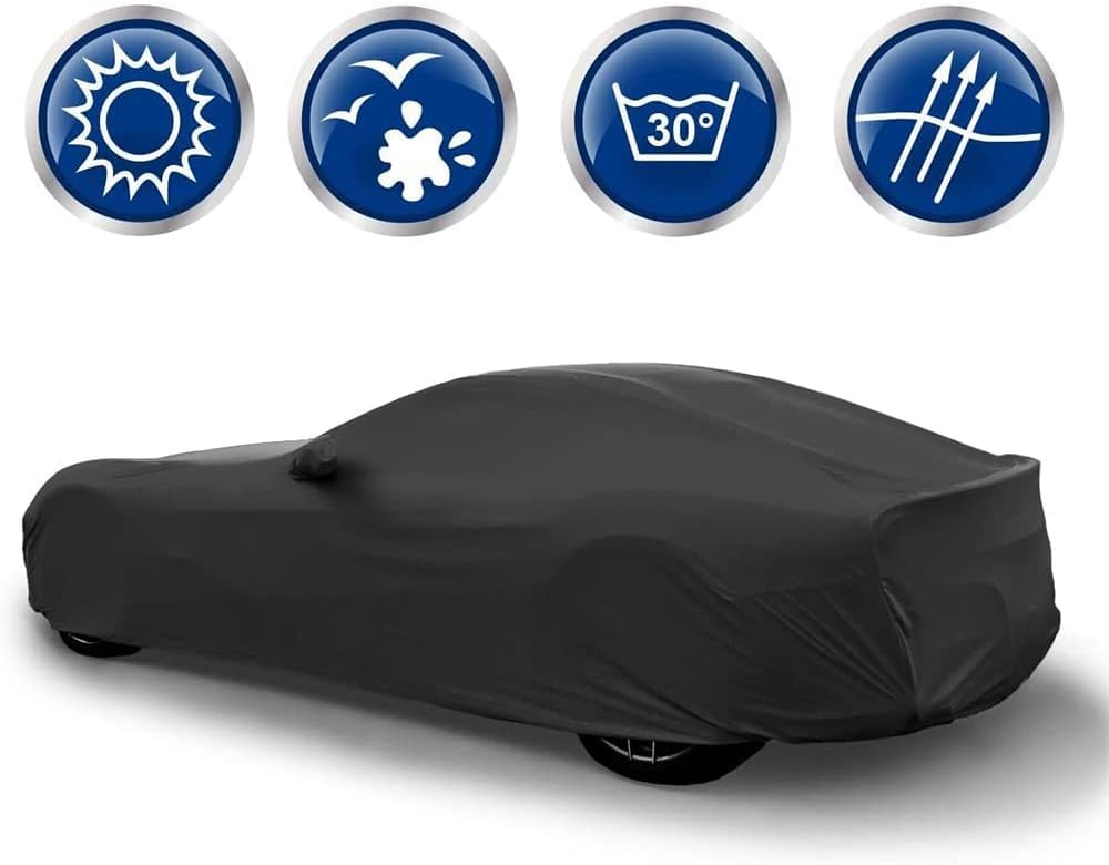 Telo Copriauto per Ferrari Purosangue, Telo Copriauto da Interni, Cotone Elasticizzato Coperture per Carrozzeria, Traspirante Antipolvere,Black