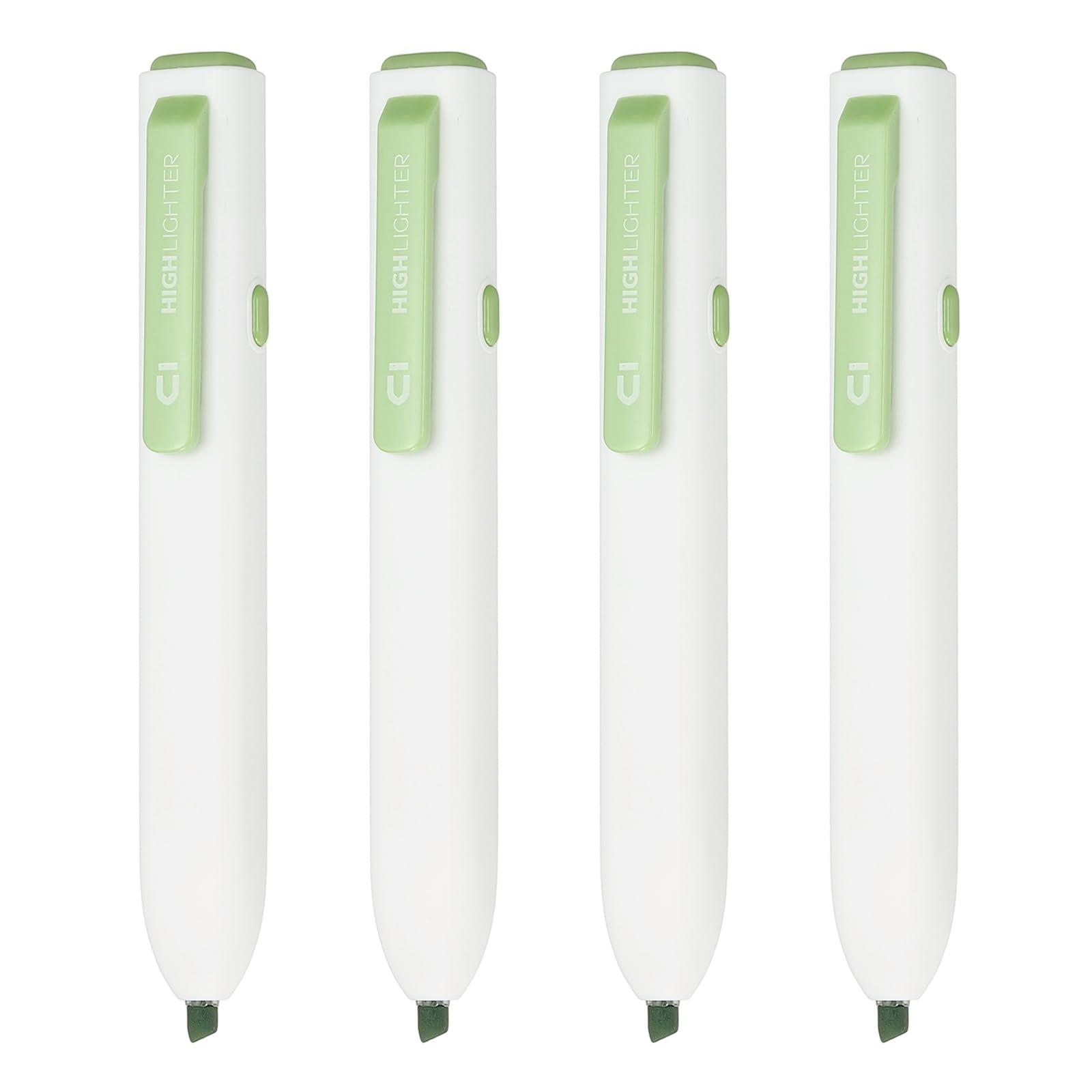 PATIKIL Bud Green Highlighter, 4 Pcs Retractable Highlighters Click High Lighters No Bleeds Chisel Tip Colored Markers for Note Taking Underline Drawing (AHMF0601D)