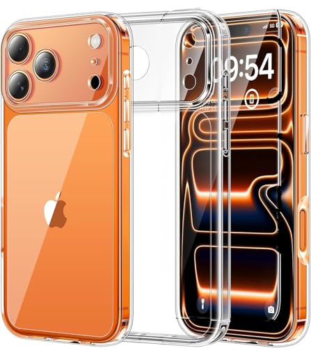 Image of ClearShield Transparent Back Cover for iPhone 17 Pro with Camera Protection, Hybrid PC & TPU Shockproof Design, 360 Degree Protection Crystal Clear Case, Anti-Scratch Armor Mobile Phone Cover