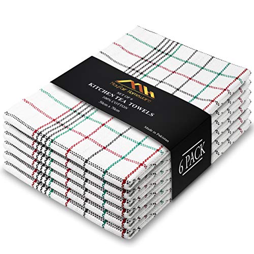 Mayfair Homeware Tea Towels Pack of 6 Pure Cotton...